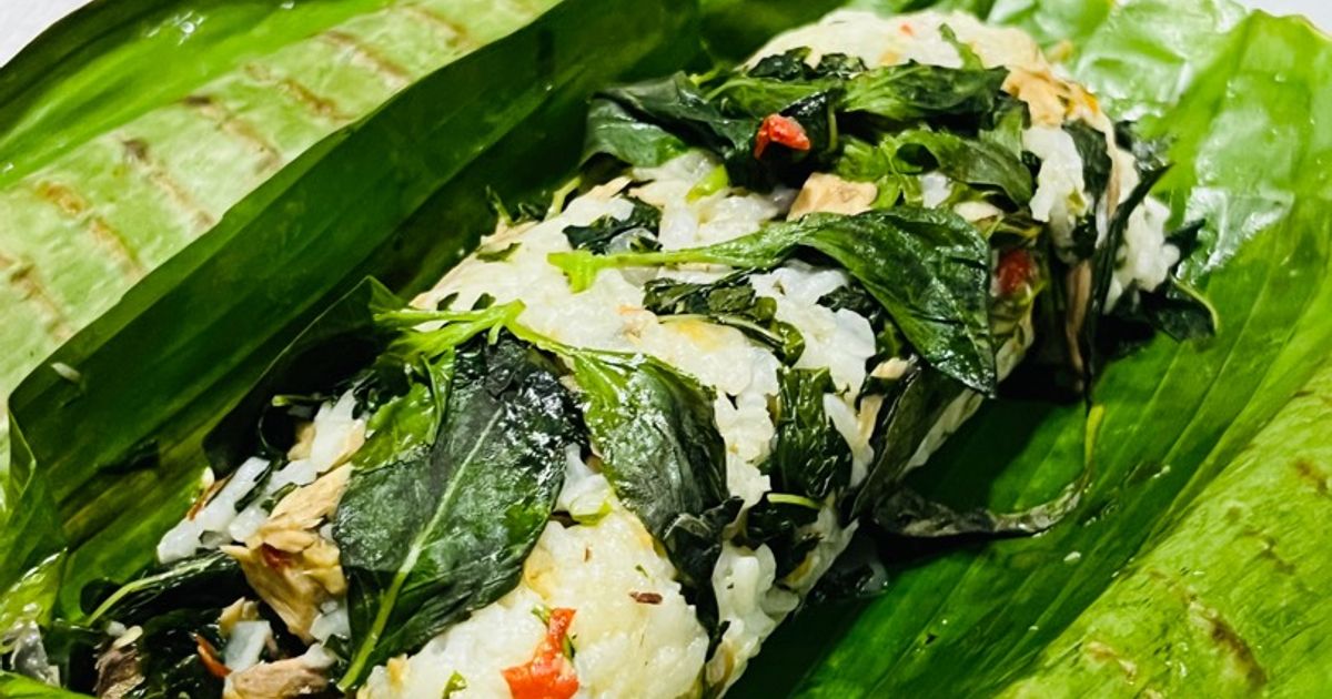 744. Nasi Bakar Ikan Tongkol Daun Singkong