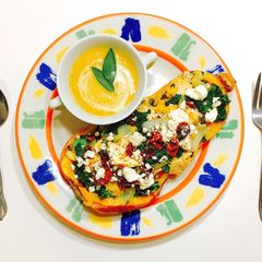 A picture of Butternut Squash Soup & Mediterranean Stuffed Butternut Squash.