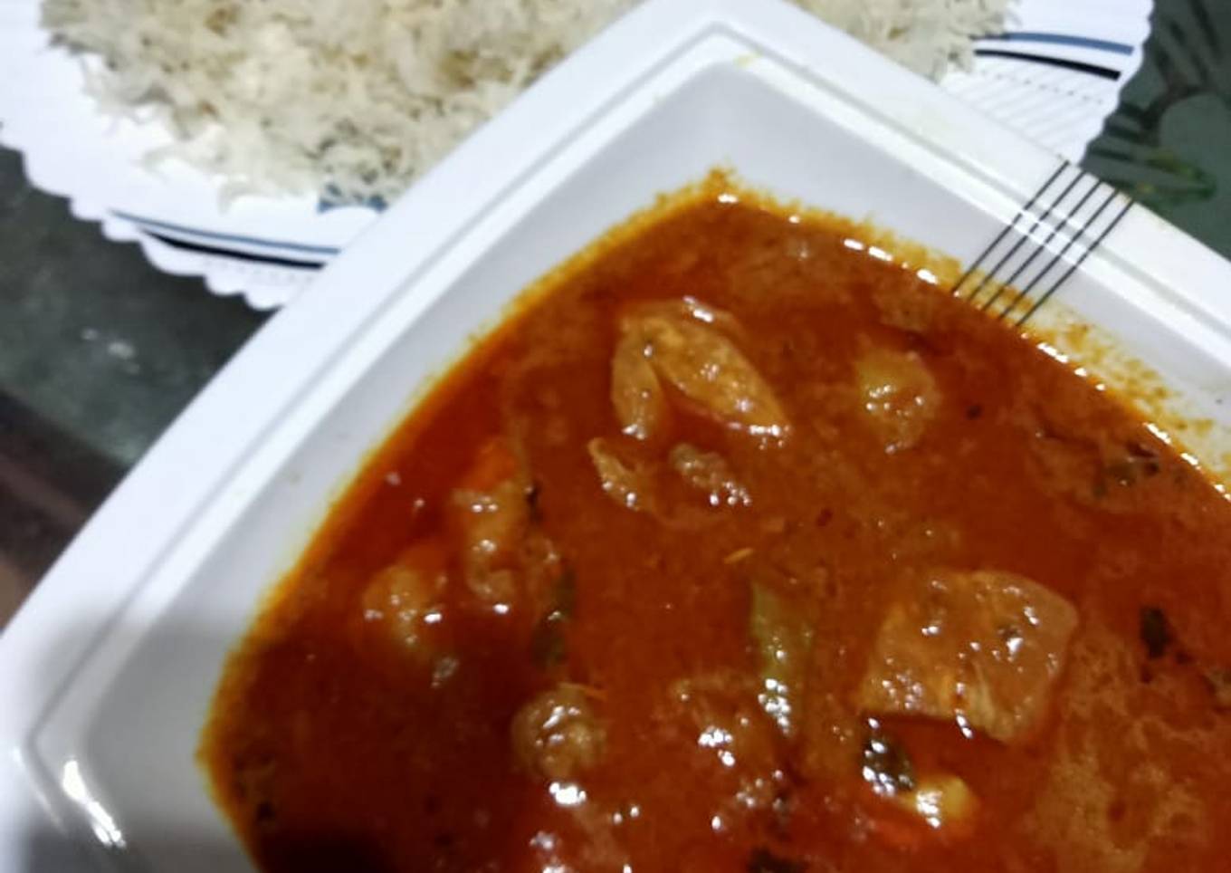 Chicken korma with rice