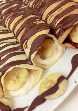 صورة لوصفة بان كيك 🥞 بالموز والقشطة 🧡