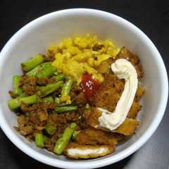 Foto resep Rice bowl ala indo 💃💃💃 ayam telur kacang panjang