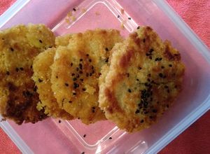 Hình của món Bánh khoai lang yến mạch áp chảo.