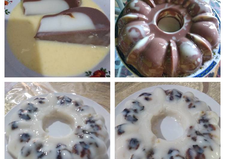 Puding lapis coklat susu kurma