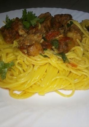 A picture of Turmeric spaghetti.