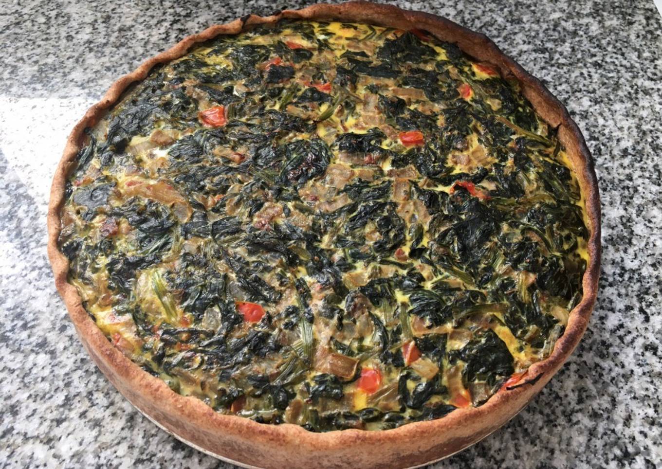 Tarta tricolor de espinaca, ricota y calabaza