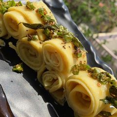 Khandvi roll A picture of Khandvi roll.