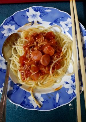 Hình của món Mì Ý xúc xích.
