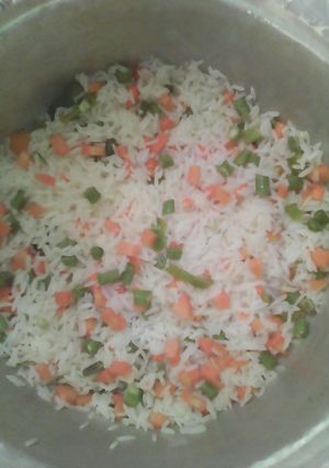A picture of Carrot green beans rice.