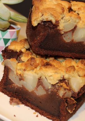 Une photo de Crumble cake poires & chocolat