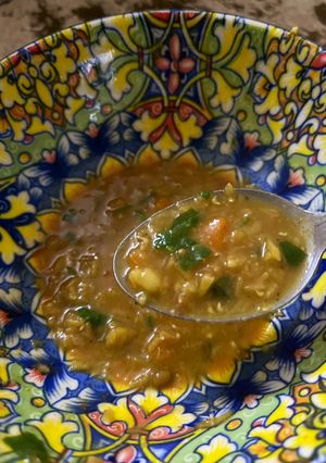 A picture of Yellow Lentil and Mung Bean Soup (Green Lentil Soup).