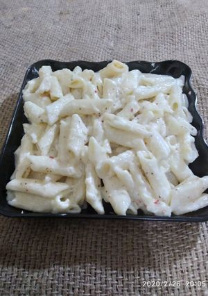 A picture of White sauce pasta.