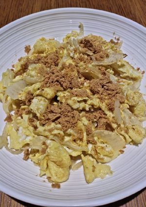 A picture of Scrambled Egg with Onion and Pork Floss.