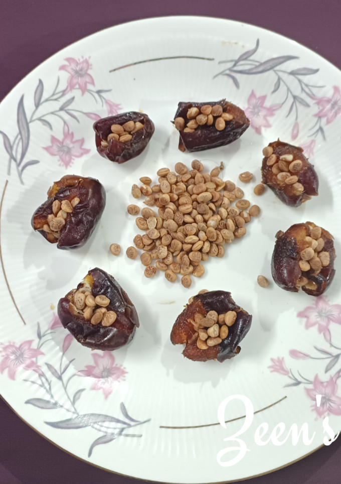 A picture of Dates and Charoli.