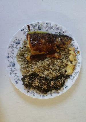 عکسی از دستور سبزی پلو با ماهی