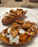 Batatas rellenas con garrapiñada
