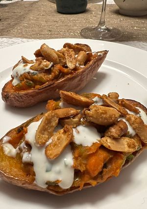 Una foto de Batatas rellenas con garrapiñada