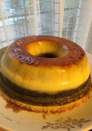 Una foto de Chocoflan (brownie-flan)