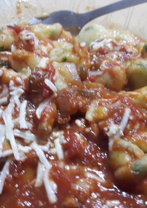 Una foto de Ñoquis de papas y espinaca... una delicia