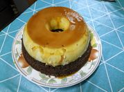 Una foto de chocoflan en licuadora