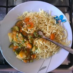 A picture of Noodles and Vegetables.