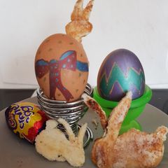 A picture of My Easter Boiled Egg Breakfast for the kids😁.