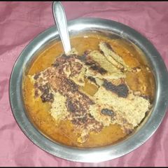 A picture of Moong bean's Pancake or cheele curry/Bakhore curry.
