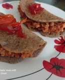 Crepes veganos de sarraceno con proteína de soja texturizada