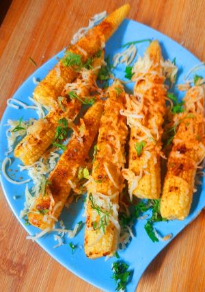 A picture of Grilled cheesy babycorn.