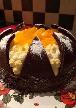 O poză a rețetei Tort Kilimanjaro cu iaurt, frișcă și piersici😍.