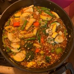 A picture of Cabbage vegetable soup.