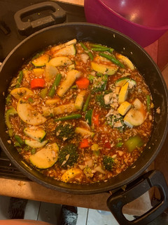 A picture of Cabbage vegetable soup.