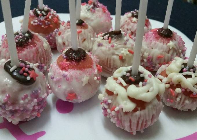 cake pops de tarta de fresas