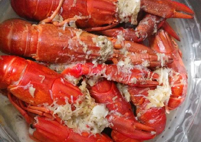 Resep Lobster kukus bumbu jahe Anti Gagal