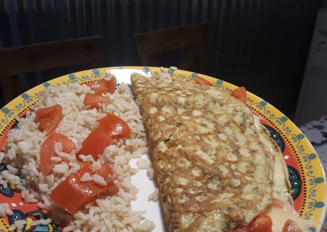 Omelette de queso y tomate🧀🍅