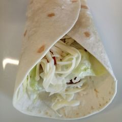 A picture of Quick chilli, bean n salad wrap.