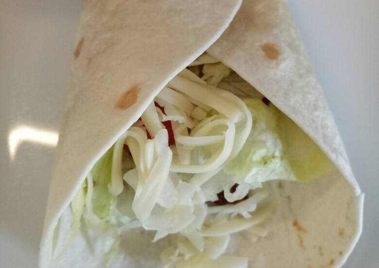 Step-by-Step Guide to Prepare Quick Quick chilli, bean n salad wrap