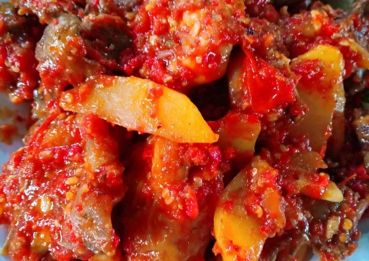 Balado hati ampela,ayam dan kentang