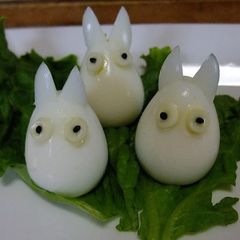 A picture of Small Totoro Made with Quail Eggs for Charaben.