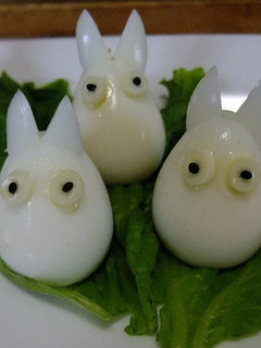 A picture of Small Totoro Made with Quail Eggs for Charaben.