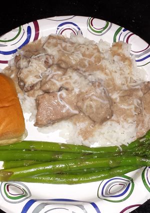 A picture of Crock pot beef tips.