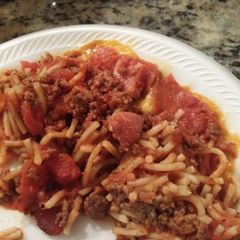 A picture of Grandma Baked Spaghetti.