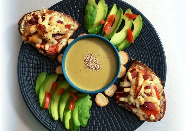 đżPetit veloutĂ© de lĂ©gumes avec ses tartines au jambon cruđż