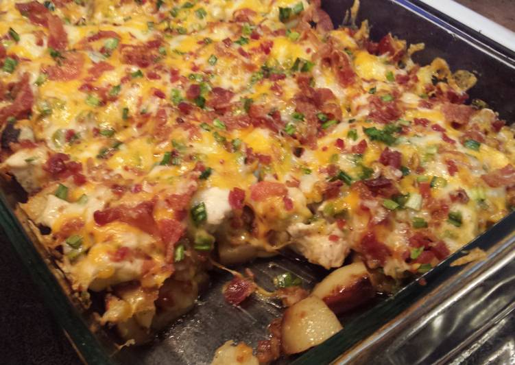 Steps to Prepare Homemade Chicken Bacon Ranch Potato Bake