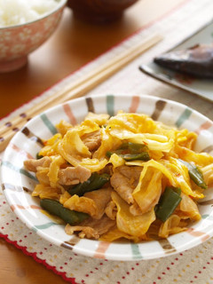A picture of Stir Fried Pork and Cabbage with Ketchup and Miso.