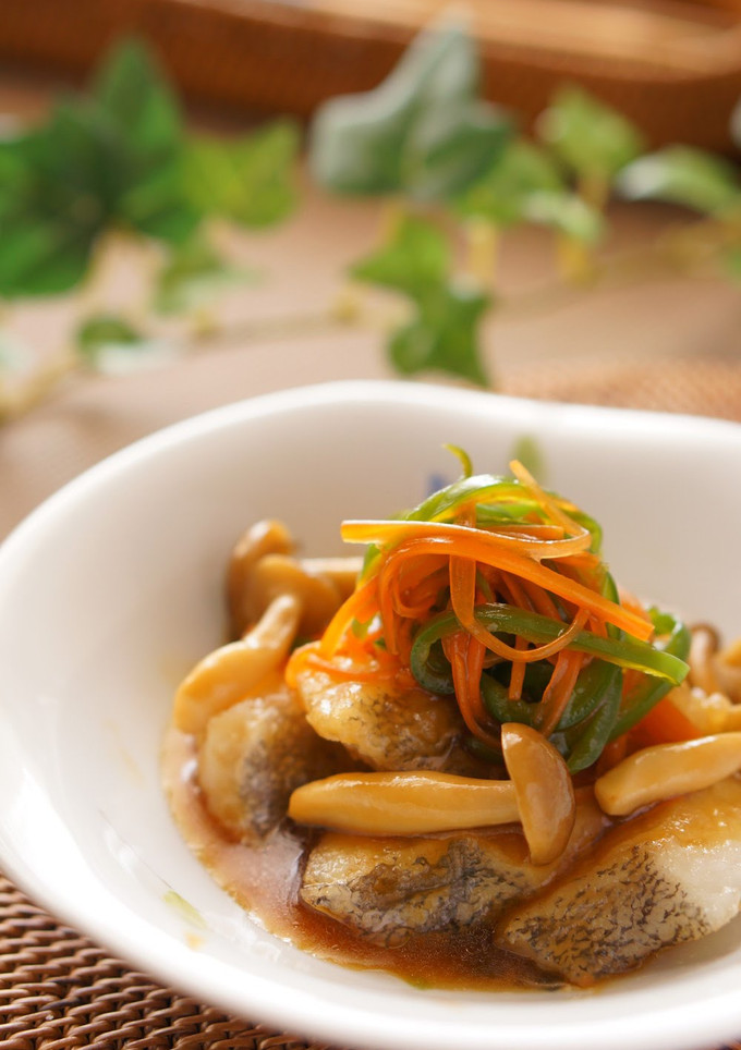 A picture of Cod with Vegetable Ankake Sauce.