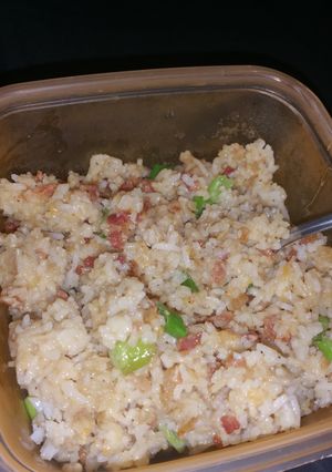 A picture of Cheesy Bacon Fried Rice.