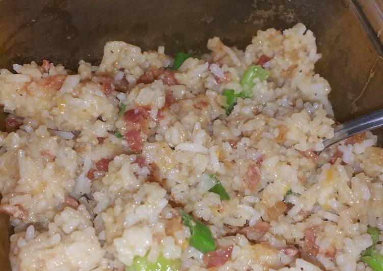 How to Prepare Delicious Cheesy Bacon Fried Rice