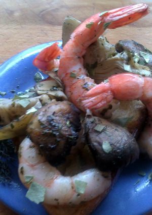 A picture of Sig's KPC King Prawn Crostini.