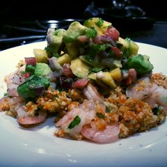 A picture of Shrimp pockets with mango salsa.