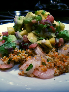 A picture of Shrimp pockets with mango salsa.